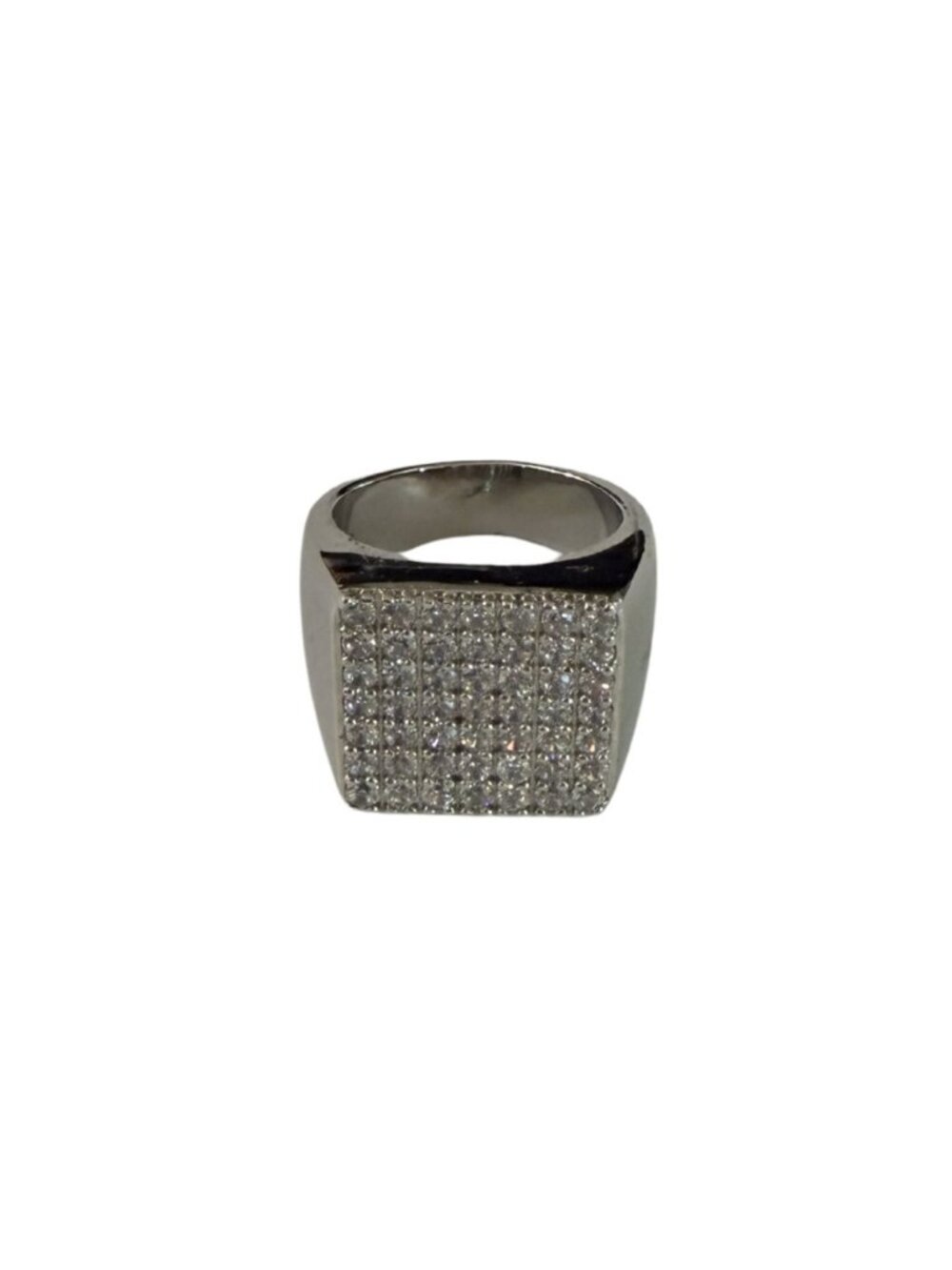 PETER DO Cubic Zirconia Square Signet Ring Silver GUC $395 Sz 6